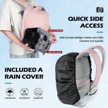 Camera Bag Professional DSLR SLR Mirrorless Camera Backpack 14/15.6 Inch Waterproof Laptop Backpack Anti-Theft Camera Case With Rain Cover Large Capacity Photography Backpack For Men Women - Pink - View 5