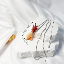 1pc Unique And Exaggerated Design Necklace, Best Friends/Couples Gift, Daily Outfit Accessory - Yellow - View 11