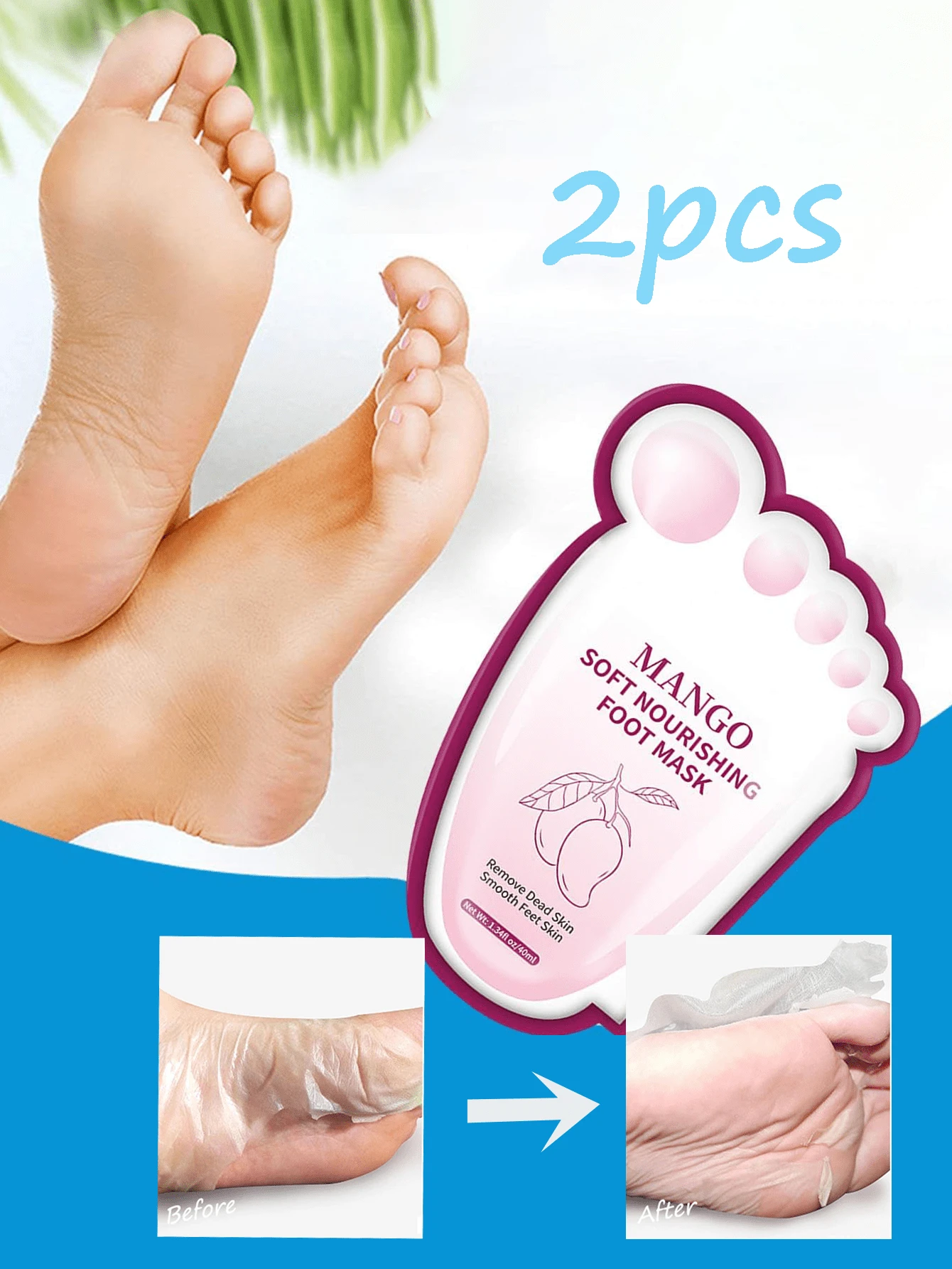 Mascarilla Exfoliante Para Pies: Ultimate Foot Care Solution - Natural, Moisturizing, and Soothing Exfoliante Para Pies - Transforms Dry, Cracked Feet into Soft, Smooth Beauties - Perfect Self-Pedicure at Home! - Rosa - Ver 1