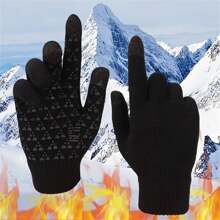 冬季保暖時尚男女通用抓絨戶外運動防水防風騎行自行車摩托車滑雪徒步觸控手套運動手套 1 件 - 彩色 - 查看 2