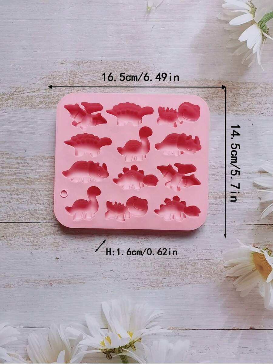 1pc 12 Grid Silicone Mini Dinosaur Candy Chocolate Fudge Mold Kitchen