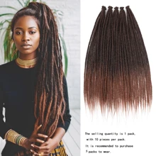 DZfirst 1包(10股) 0.6cm細手工編織的嘻哈風格附梳辮子頭髮設計的漸層啡啡色假髮頭,長度18-36英寸,使用合成耐高溫纖維材質製成,髮絲可以預先拉直,適用於發辮和加入髮髻等造型設計。 - 漸層 - 查看 2