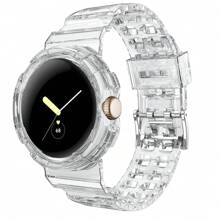 crested Google Pixel Watch 2帶配件運動智慧手錶一體化手腕護套,透明保護殼+柔軟tpu,像素手錶帶 - 無色 - 查看 1