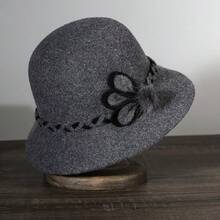 中老年女士帽子秋冬季针织帽妈妈加厚保暖渔夫帽妈妈帽 - 酒紅色 - 查看 4