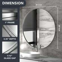 18/30/36/ Inch Bathroom Mirror Make Up Mirror For Wall, Stainless Steel Frame Circle Mirror Wall Mounted Decorative Mirror For Bedroom Living Room Entryway Black/Silver - 銀色 - 查看 6