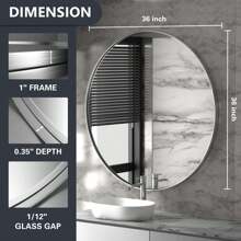 18/30/36/ Inch Bathroom Mirror Make Up Mirror For Wall, Stainless Steel Frame Circle Mirror Wall Mounted Decorative Mirror For Bedroom Living Room Entryway Black/Silver - 銀色 - 查看 7