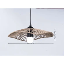 Disc-shaped Handmade Woven Lampshade With Paper Rope For E27 Lamp Holder, Available In Khaki And Black - Khaki - View 1