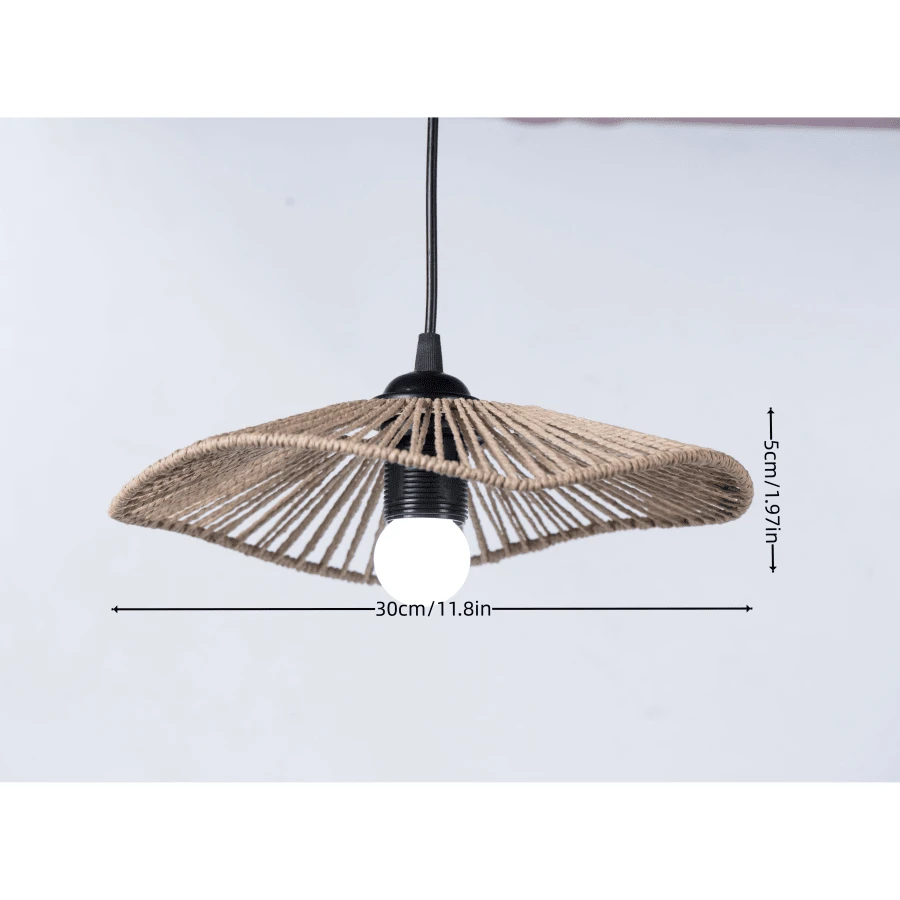 Disc-shaped Handmade Woven Lampshade With Paper Rope For E27 Lamp Holder, Available In Khaki And Black - Khaki - View 1