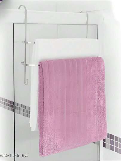 Suporte Porta Toalha Cromado Duplo Encaixar Box Sem furos Toalheiro CROMADO