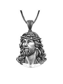 男士復古吊墜項鍊,荊棘皇冠項鍊,經典信仰男士飾品,嘻哈飾品配件,非常棒的一件禮物,適合送給好朋友或家人! - 銀色 - 查看 2