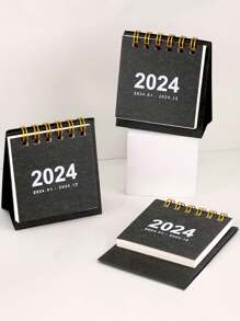 1個 2024簡約迷你桌面台曆,桌上曆,計畫記事本,黑色/粉色/藍色/紫色/綠色/原色紙,裝飾性桌曆,3*2.6英寸(7.5*6.5cm) - 彩色 - 查看 4