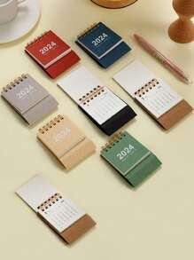 1個 2024簡約迷你桌面台曆,桌上曆,計畫記事本,黑色/粉色/藍色/紫色/綠色/原色紙,裝飾性桌曆,3*2.6英寸(7.5*6.5cm) - 彩色 - 查看 6
