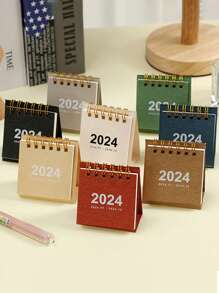 1個 2024簡約迷你桌面台曆,桌上曆,計畫記事本,黑色/粉色/藍色/紫色/綠色/原色紙,裝飾性桌曆,3*2.6英寸(7.5*6.5cm) - 彩色 - 查看 1