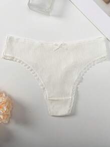 3入組女士可愛的黑、白、灰色卷邊蕾絲裝性感丁字褲 - 彩色 - 查看 7