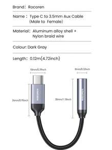 Rocoren Rocoren USB Type C To 3.5mm Female Headphone Jack Adapter, USB C To 3.5 Mm Aux Audio Dongle Cable Cord Compatible With IPhone 15 Pro Max/15 Pro/15 Plus, Compatible With Galaxy S23/S22/S21 Ultra, IPad Pro, Pixel