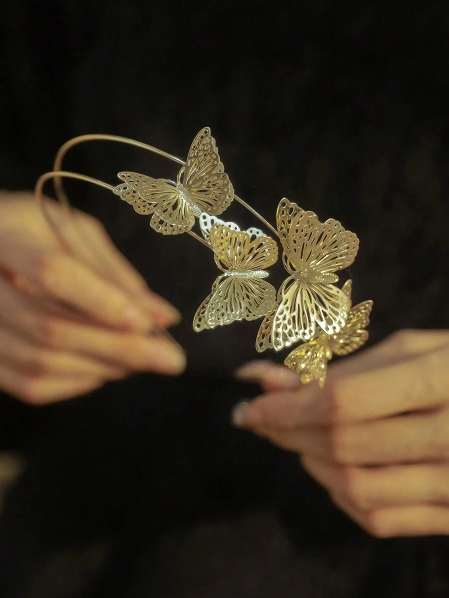 1 Pieza Aro Para El Cabello Con Diseño De Vid Retorcida Y Diamantes De Imitación En Tono Plateado - Plateado - Ver 1