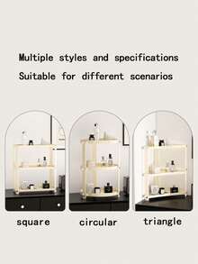 1入組化妝品收納盒,多層化妝品展示架,雙層設計,三角形狀,大尺寸簡約設計,適用於浴室,臥室梳妝台,米白色 - 米色 - 查看 3