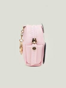 Pink Color Cute Owl Coin Purse Key Bag Mini School Bag Card Holder Key Chain Pendant Lady Wallet PU Leather Coin Purses Coin Purse Keychain Gift - Pink - View 3