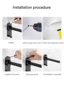 1 Miếng Thép không gỉ Đa chức năng Gấp lại Treo tường Giá phơi Đối với Ban công , Phòng ngủ , Phòng tắm - màu đen - Xem 5