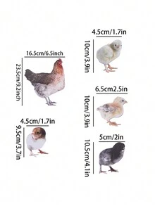 5 件/套栩栩如生的公雞和鴨子雕塑,壓克力雙面模擬動物庭院裝飾,戶外花園三維雞雕像,園藝裝飾插件,適合庭院、草坪和花園 - 彩色 - 查看 4