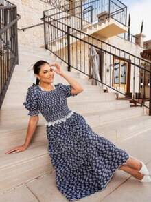 Women Dresses - 藍白色 - 查看 2