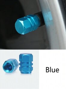 4pcs Blue Car Tire Valve Cap + Universal Valve Core + Bike Tire Valve Caps - Blue - View 4