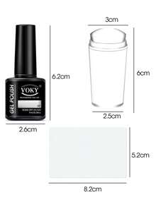 VOKY New Arrival Transparent Silicone Nail Art Stamp Suitable For French Pointed & Square Shaped Nails, Dual-Color Nail Polish Gel Polish Polishing Tools Set, Manicure Templates, Diy Transparent Silicone Stamp Suitable For Quick French Pointed Nails - Multicolor - View 4