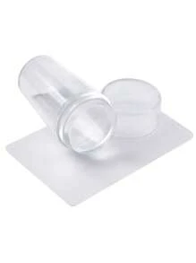 VOKY New Arrival Transparent Silicone Nail Art Stamp Suitable For French Pointed & Square Shaped Nails, Dual-Color Nail Polish Gel Polish Polishing Tools Set, Manicure Templates, Diy Transparent Silicone Stamp Suitable For Quick French Pointed Nails - Multicolor - View 3