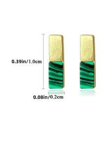 1對簡單優雅且百搭的s925銀及孔雀石刺繡耳針,適合女性日常穿著、工作和派對。手工製作,非過敏定位,時尚大氣風格,是場地和宴會的完美選擇,適合通勤。 - 彩色寶石耳釘 - 查看 6