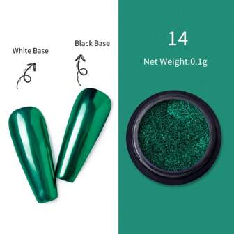 1 Box Nail Mirror Powder, Dark Green Solid Color Holographic Fine Glitter Metal Pigment Mirror Effect Nail Powder, Suitable For Home & Salon Nail Art Diy Decoration Nail Charms Nail Gems Nail Supplies St. Patrick's Day
