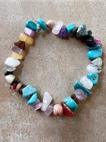 Pulsera Elástica De Piedras Preciosas De Cristal Hecha A Mano, Que Incluye 7 Cuentas De Chakra, Excelente Regalo Para El Día De San Valentín Y Navidad