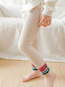 1 件装幼儿女孩彩虹条纹加厚保暖内衬连裤袜，适合运动和日常穿着 - 彩色 - 查看 5