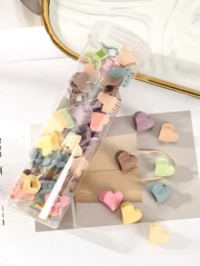 50pcs Multicolor Sweetheart Shaped Hair Clip, Suitable For Daily Use - Multicolor - View 3