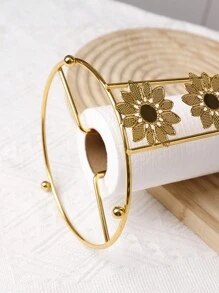 1 pieza Soporte de mesa de escritorio de hierro dorado para pañuelos, decorativo soporte de alambre de hierro con diseño de flor para rollo de papel, adecuado para almacenamiento de rollos de papel, artículos para el hogar, mesa, decoración del hogar, organización y almacenamiento del hogar, decoración de la habitación, accesorios de cocina, herramientas de cocina, organizador de cocina, viaje, vacaciones, soporte para caja de pañuelos, soporte para servilletas, reunión familiar festiva, decoración de mesa de cocina y comedor para el hogar, accesorios decorativos para el hogar, caja decorativa, regalo de boda para mujer, artículo imprescindible para viajes de verano y festivales - Dorado - Ver 4