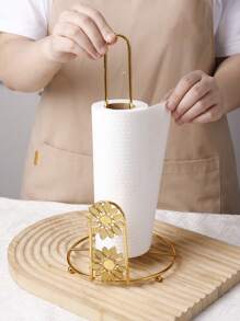 1 pieza Soporte de mesa de escritorio de hierro dorado para pañuelos, decorativo soporte de alambre de hierro con diseño de flor para rollo de papel, adecuado para almacenamiento de rollos de papel, artículos para el hogar, mesa, decoración del hogar, organización y almacenamiento del hogar, decoración de la habitación, accesorios de cocina, herramientas de cocina, organizador de cocina, viaje, vacaciones, soporte para caja de pañuelos, soporte para servilletas, reunión familiar festiva, decoración de mesa de cocina y comedor para el hogar, accesorios decorativos para el hogar, caja decorativa, regalo de boda para mujer, artículo imprescindible para viajes de verano y festivales - Dorado - Ver 3