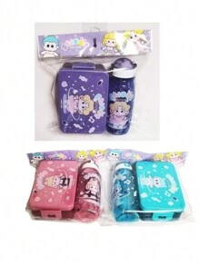 Set Loncher, set box lunch y botella para de dibujo animado, Lunch Box Set Kit, Fiambrera Fiambrera De Gran Capacidad lonchera  set lonchera con botella, bento box con botella - Morado - Ver 2