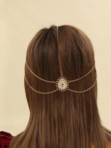 1入組女士波西米亞風格金屬鑲嵌珠寶層次流蘇頭飾,適用於日常使用、聚會、表演、節日、禮物、性感裝飾