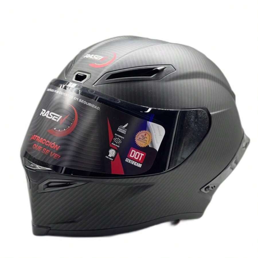 CASCO PARA MOTOCICLISTA MARCA RASEN, CERTIFICACIÓN DOT TALLAS M, L, XL, XXL - Negro - Ver 1