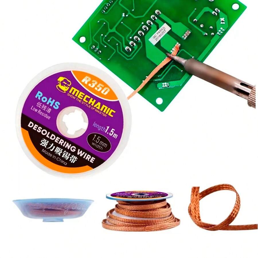 Braided Solder Wire Wick For Desoldering, Cell Phone Smartphone Repair Tool Desoldering Mesh Reballing 1.5mm Wide 1.5m Long Copper