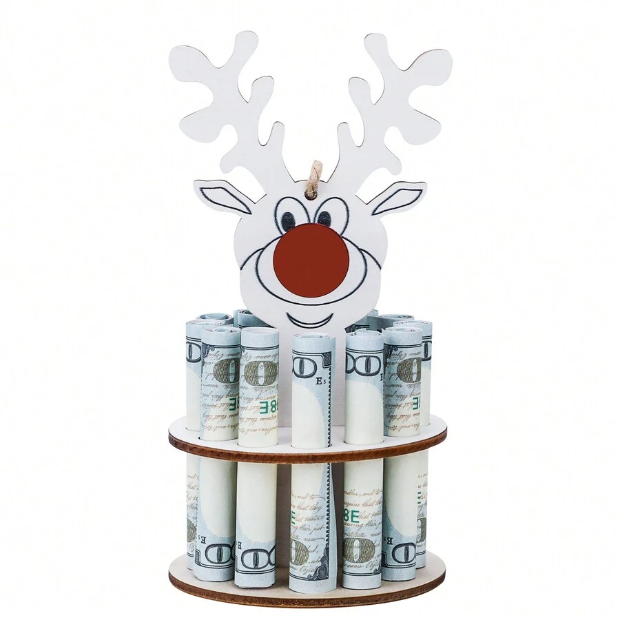 獨特的童裝木質鈔票夾,理想的新年禮物,家居裝飾裝飾品 - 紅色 - 查看 1