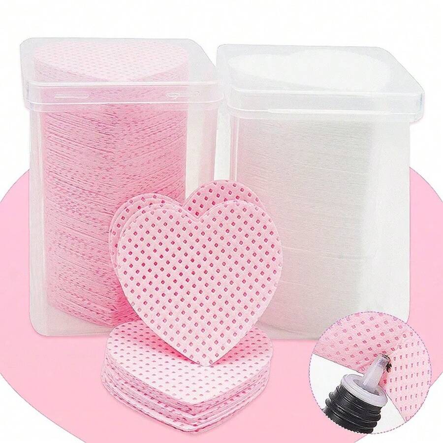 Glamlash 200片一次性粉紅色心形無棉絮清潔紙棉濕巾,可用於睫毛延伸清潔,化妝工具