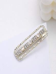 鑲嵌鑽石的鏈條和金屬極簡主義的碎髮夾,適用於劉海 - 金色 - 查看 2