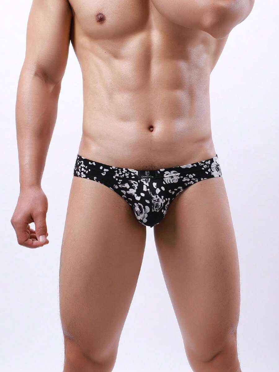 DomiGe New Arrival Men's Low-Rise Underwear Printed In Polyester Fabric Men's Briefs In Fashion - Black and White - View 1