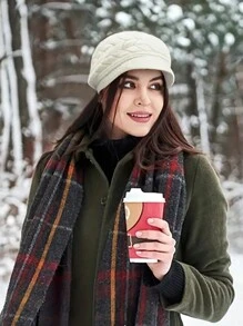 1pc Women's Fashionable Rabbit Fur Knit With Thermal Lined And Ear Protection Knitted Hat, Suitable For Autumn Winter Warm Keeping Casual - Beige - View 4