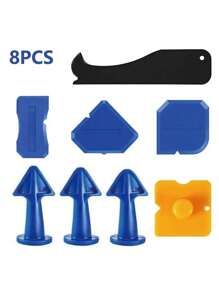 4-in-1 Silicone Caulking Tool Kit With Stainless Steel Head, Sealant Nozzle, Grout Scraper, Perfect For Kitchen Bathroom Window And Sink Joint - Blue - View 4