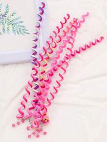 6pcs/set Random Color Children Girls' Diy Braiding Tool With Beads And Colorful Elastic Hair Ties For Daily Hair Styling - Watermelon Pink - View 4
