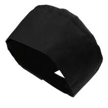 Kitchen Hat, Unisex Elastic Cap, Chef Design - Black - View 1