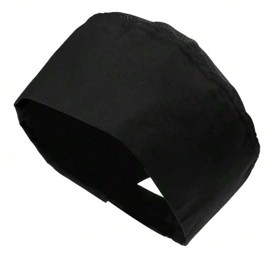 Kitchen Hat, Unisex Elastic Cap, Chef Design - Black - View 1