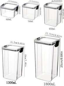 多功能密封塑膠罐,適用於廚房儲存穀物、零食、茶葉、干貨,帶蓋透明盒子 - 無色 - 查看 2