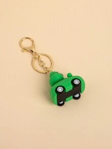 1pc Movable Cute Q-style Frog Driving Frog Smile Face Car Keychain Gift - Watermelon Pink - View 3